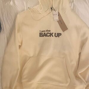 Cream Hoodie with Bold Text